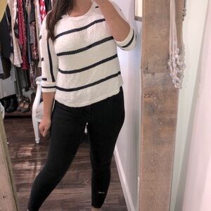 Soft Surroundings size small white striped sweater